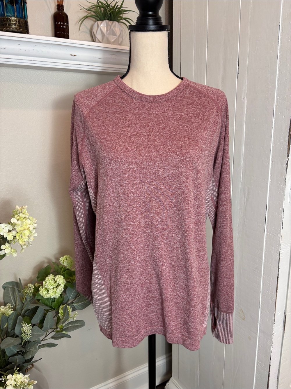 bcg Heathered Red Crewneck Long Sleeve Top